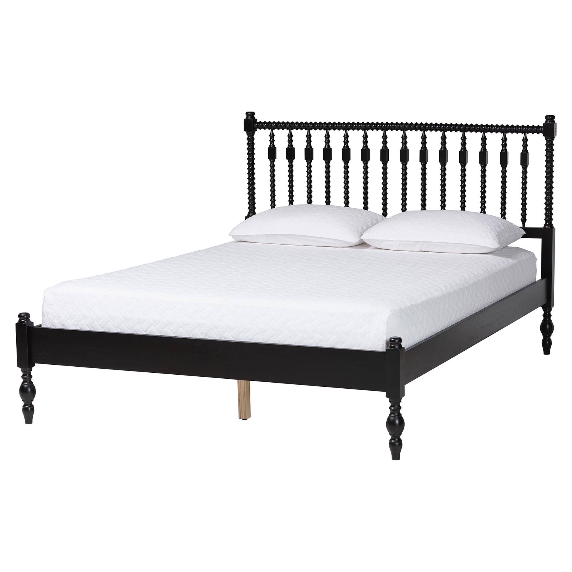 Left. Baxton Studio - Denita Spindle 4-Piece Bedroom Set - Farmhouse Platform Bed with Matching Dresser and 1-Drawer Nightstands, Full - Black.
