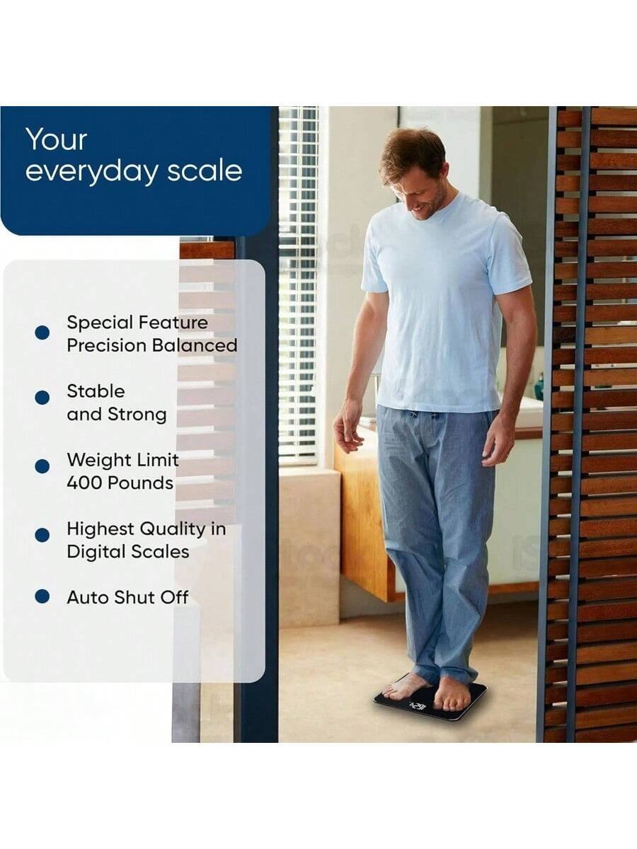 Your everyday scale

- Special Feature Precision Balanced
- Stable and Strong
- Weight Limit 400 Pounds
- Highest Quality in Digital Scales
- Auto Shut Off