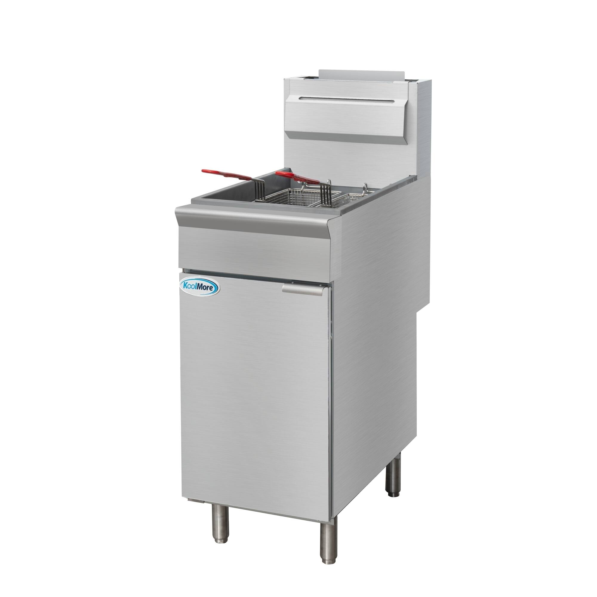Alt View 4. Koolmore - 40 lb. Floor Standing Natural Gas Commercial Fryer with 90,000 BTU in Stainless-Steel, ETL Listed (KM-FDF40-NG) - Silver.