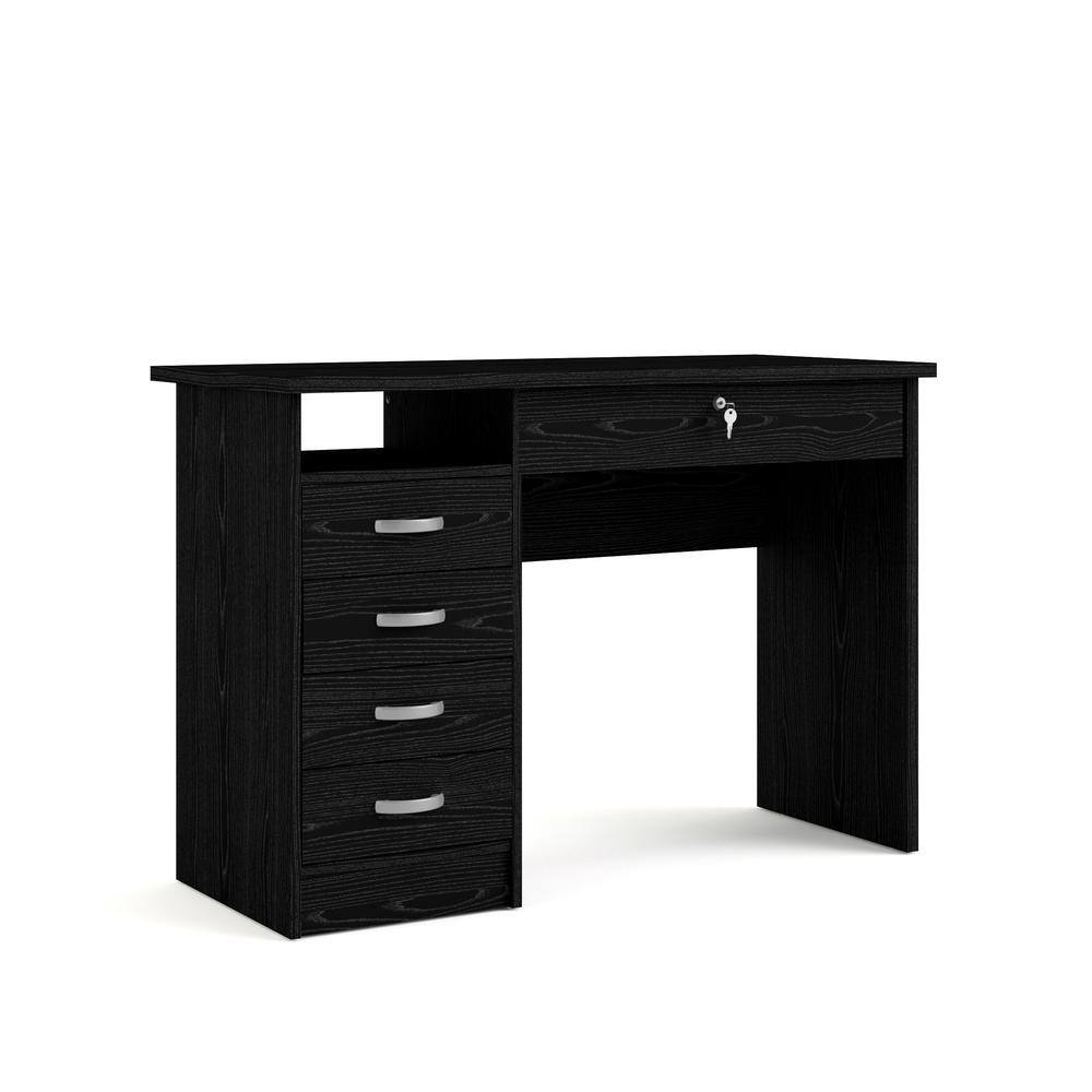 Angle. Tvilum - Desk with 5 Drawers Woodgrain - Black.