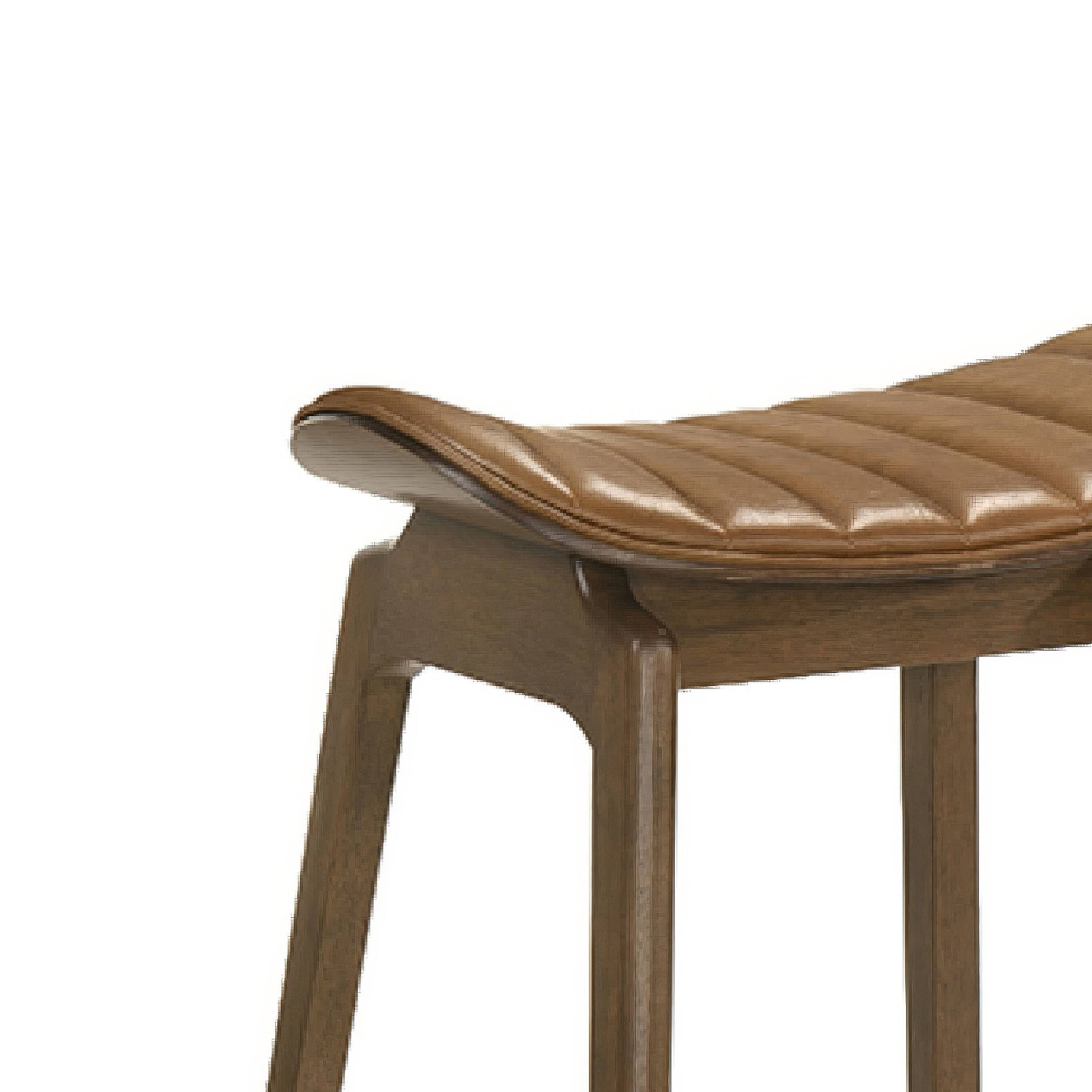 Back. Manhattan Lane - Amal Counter Height Stool Set of 2, Saddle Faux Leather Seat, Walnut - Walnut Brown, Black, Brown.