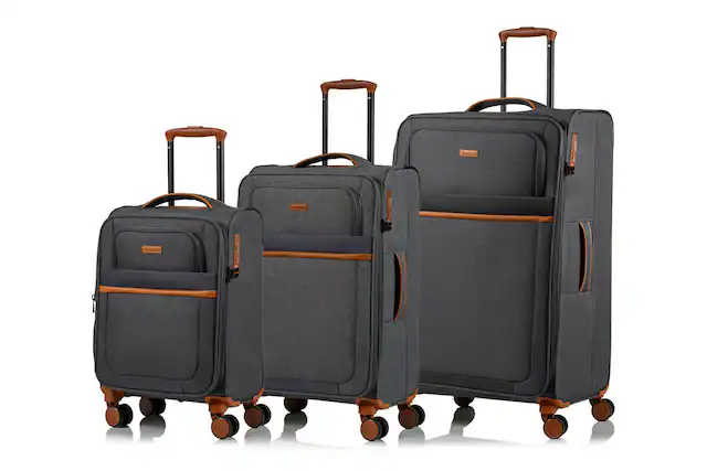 Front. Champs - Classic II Collection 3 Piece Ultra Soft Side Luggage Set - Grey.