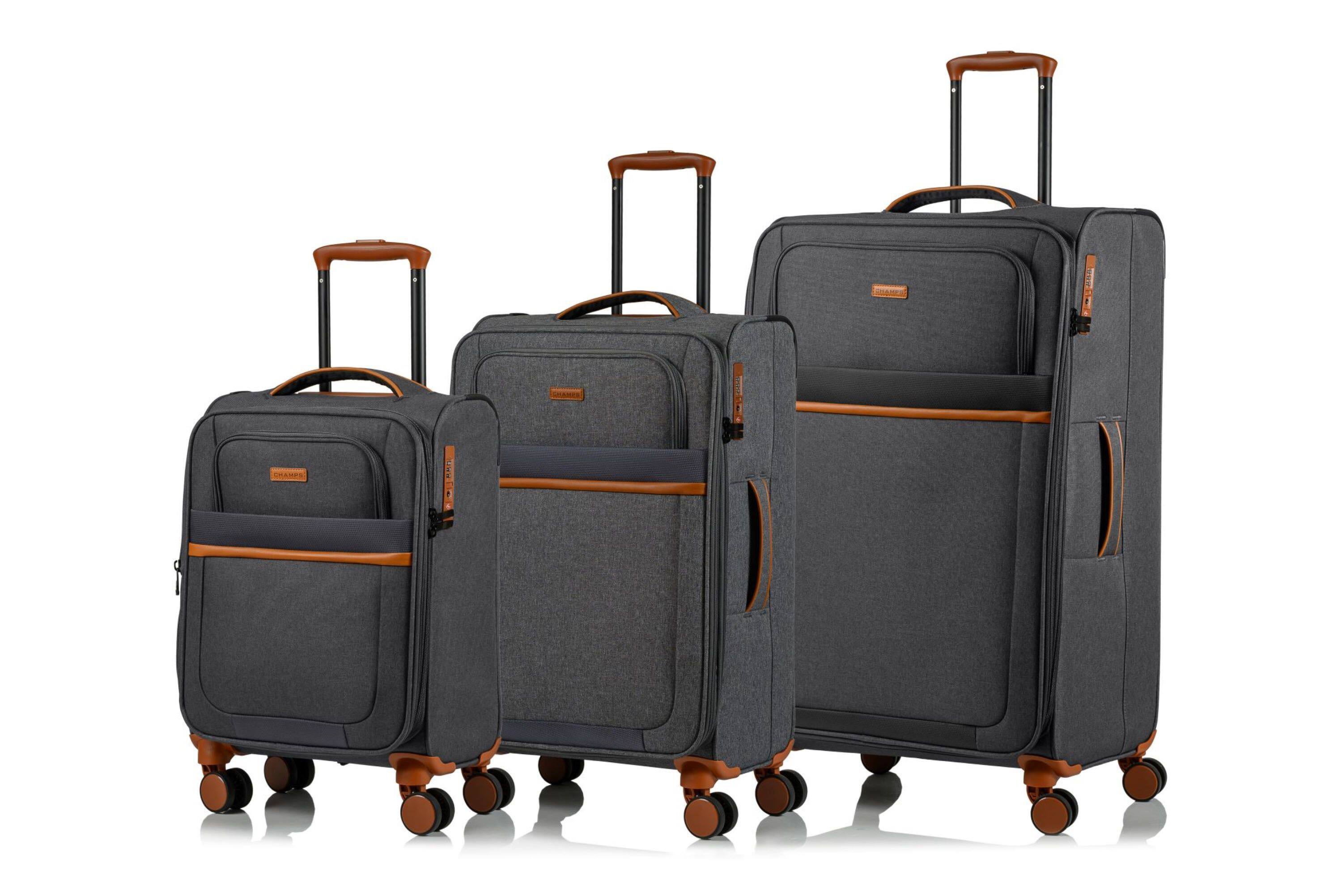 Front. Champs - Classic II Collection 3 Piece Ultra Soft Side Luggage Set - Grey.