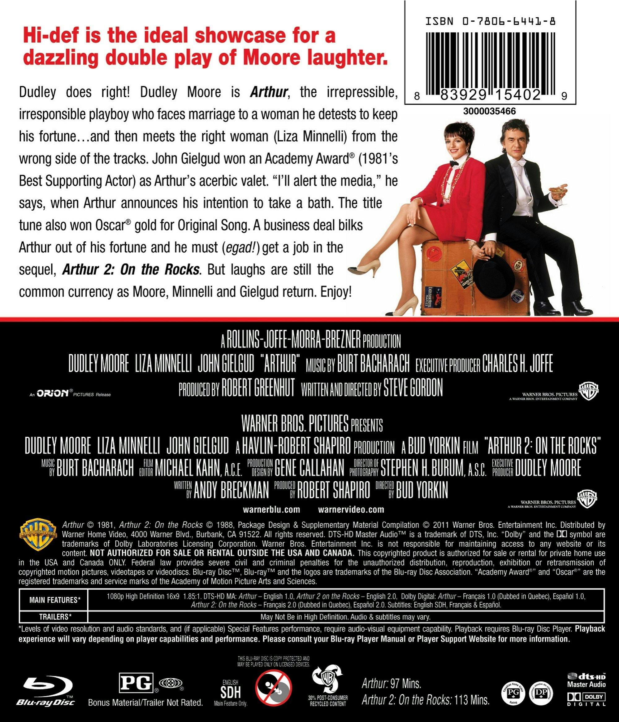 Back. Arthur/Arthur 2: On the Rocks (Blu-ray Double Feature) [Blu-ray].