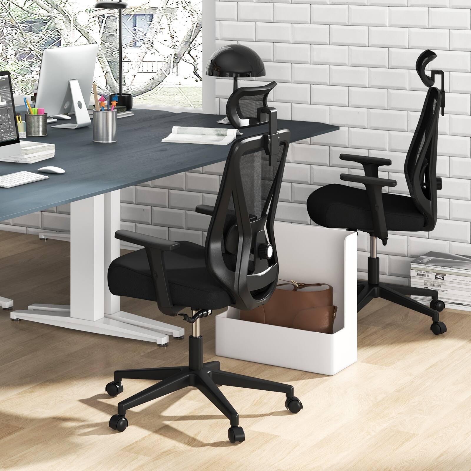 Alt View 1. Ecooso - Ergonomic Office Chair Mesh Swivel Task Chair with Rocking Backrest - Black.