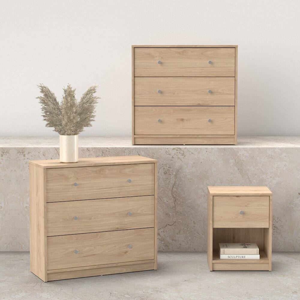 Angle. Tvilum - 3-Piece Bedroom Set - Nightstand And Chest Set Of 2 - Brown.