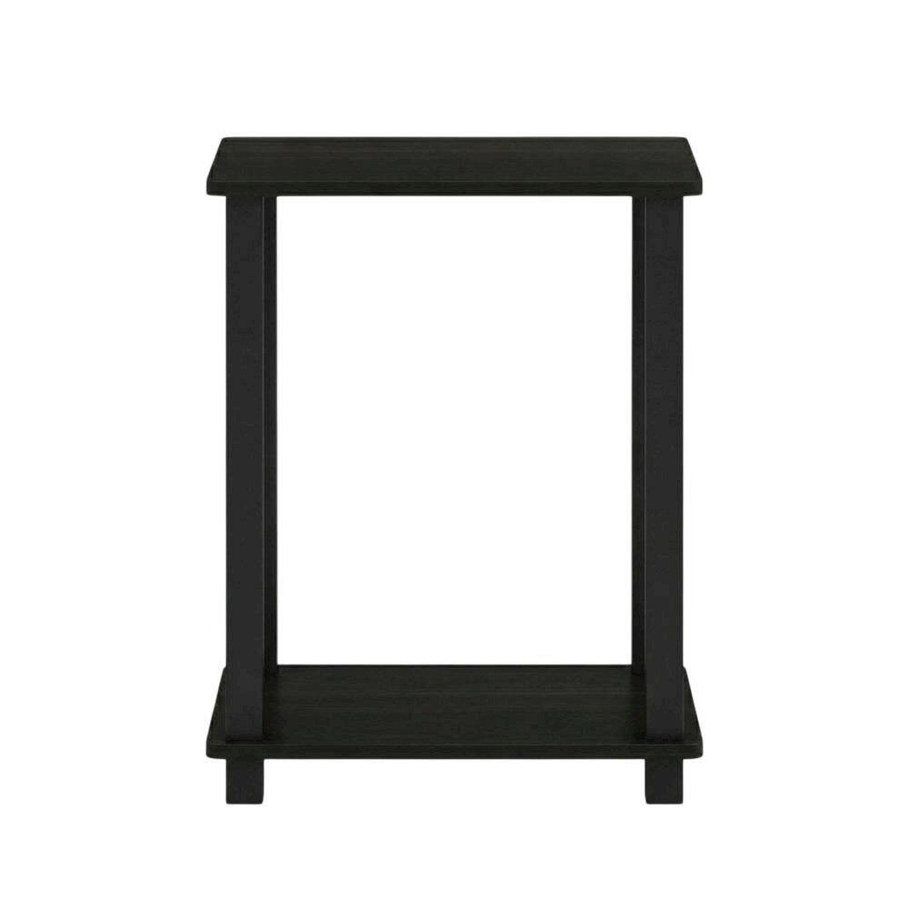 Back. FurniFact - Engineered Wood Nightstand with Compact Design and Modern Look - Black Espresso/Black.