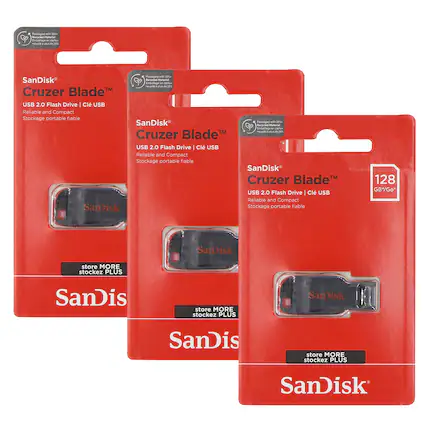 SanDisk Cruzer Blade USB 2.0 Flash Drive | Clé USB Reliable and Compact Stockage portable fiable
SanDisk Cruzer Blade USB 2.0 Flash Drive | Clé USB Reliable and Compact Stockage portable fiable
SanDisk Cruzer Blade USB 2.0 Flash Drive | Clé USB Reliable and Compact Stockage portable fiable 128 GB*
store MORE stockez PLUS
SanDisk