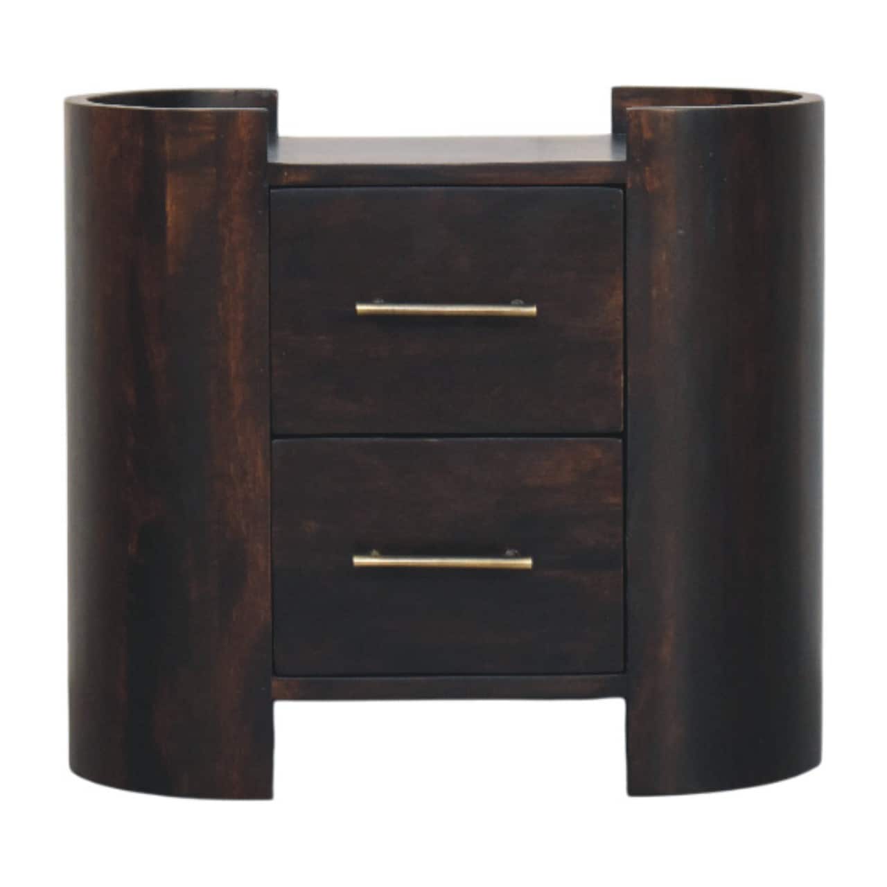 Artisan Furniture - Solid Wood Velvet Mocha Curve Bedside - Brown