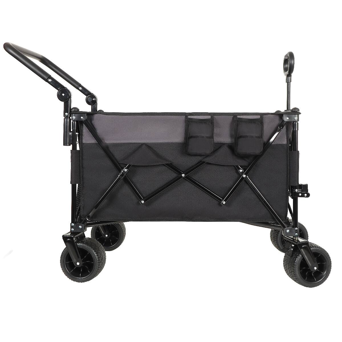 Front. Loheer - Loheer Heavy Duty Folding Wagon with Adjustable Push Pull Handles and All Terrain Wheels.