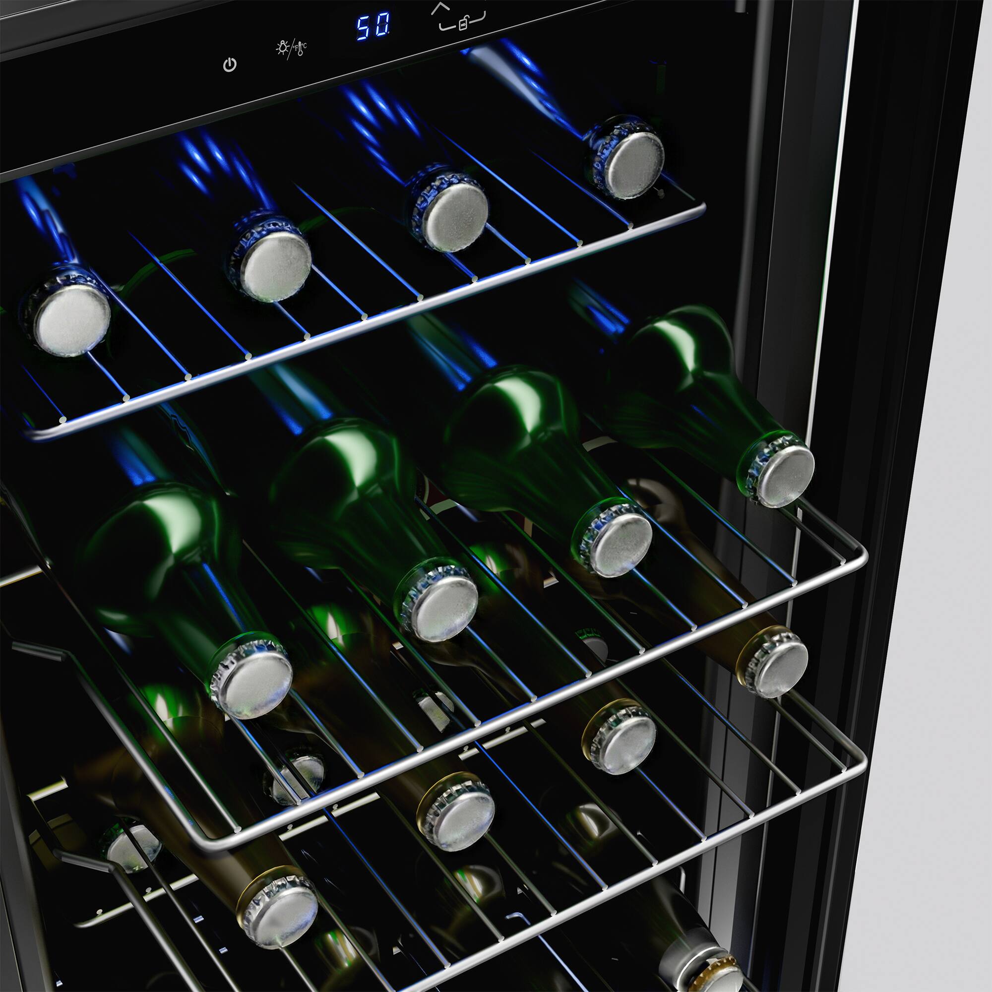 Back. Empava - 15 in. 80 Can Built-In Beverage Cooler Fridge w/ Precision Temp Controls, Adjustable Shelves in Black - Black.