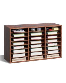 VEVOR - Literature Organizer, 24 Compartments Office Mailbox with Removable Shelves - Dark Brown