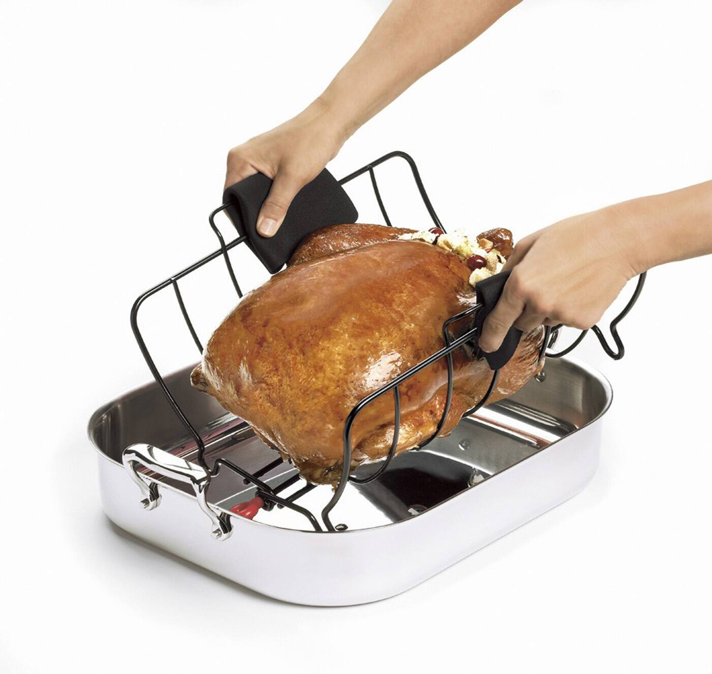 Alt View 2. Cuisipro - Roast & Serve Non-Stick Turkey and Poultry Roasting Rack - Black.