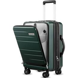 LUGGEX - 20 Inch Carry On Luggage Airline Approved, Expandable PC Suitcase with Front Pocket FLO - FX - Green