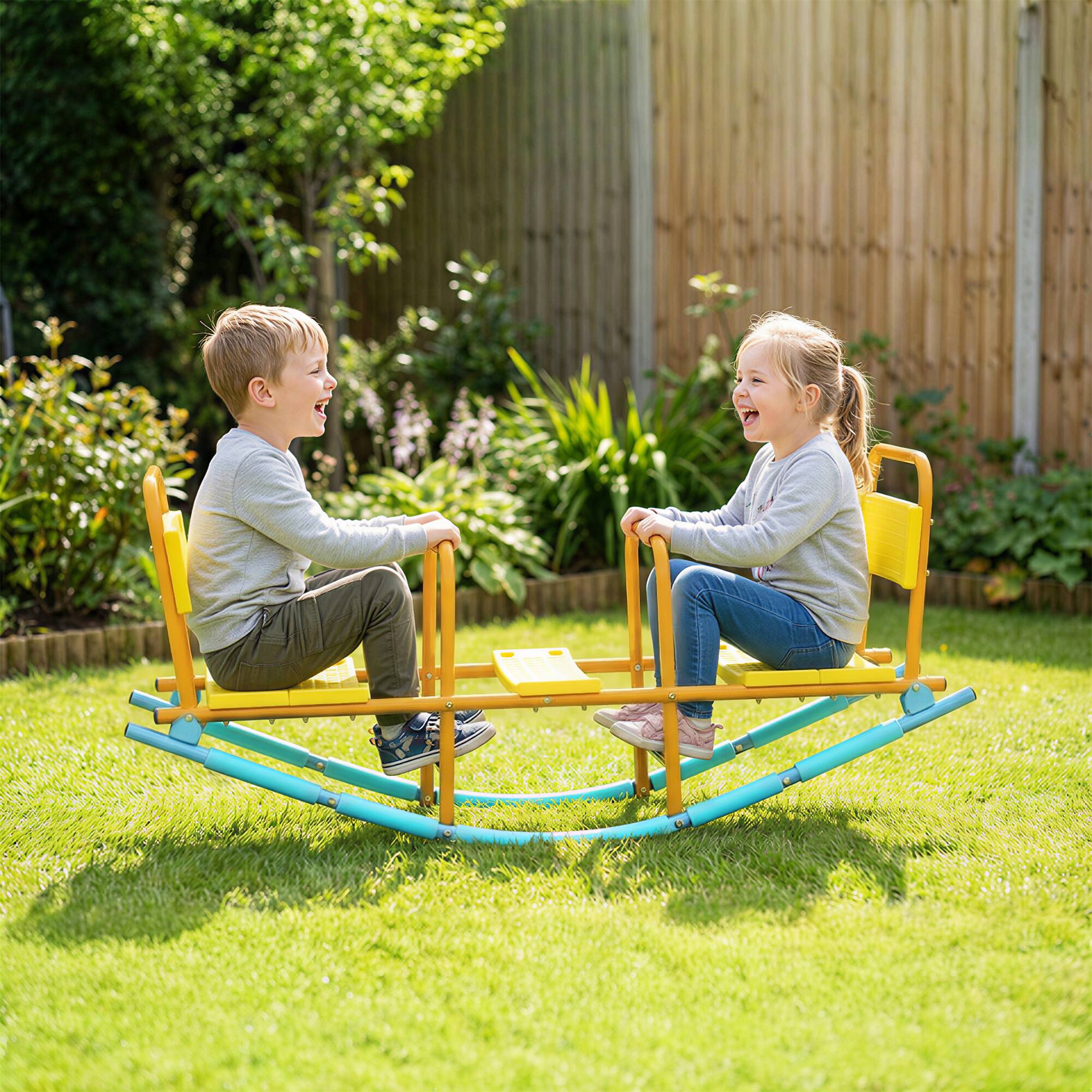 Alt View 8. Qaba - Totter Seesaw for Kids, 2 in 1 Metal Rocking Seesaw for Toddlers Age 3-8 - Yellow.