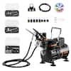Front. VEVOR - Airbrush Kit, 1/6 HP, Air Brush Kit with Air Compressor, 3 Dual-Action Professional Airbrushes with 3 Tips, Hose - Black.