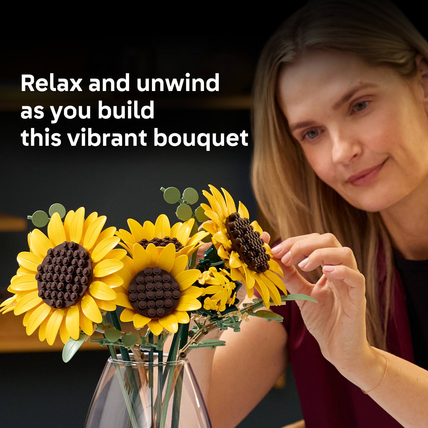 Relax and unwind as you build this vibrant bouquet