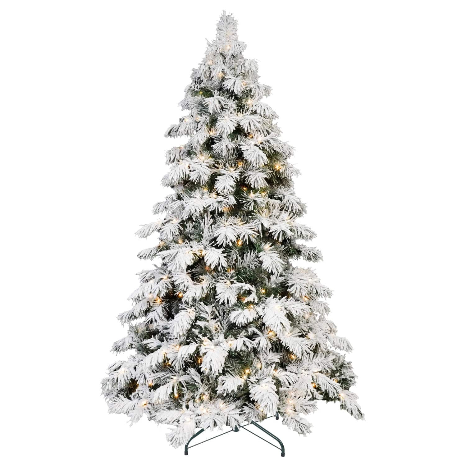 Pefilos - 5ft LED Flock Christmas Tree with 375PE/PVC Mixed Branch Tips, Hinged Foldable Base for Indoor Holiday Decor - White