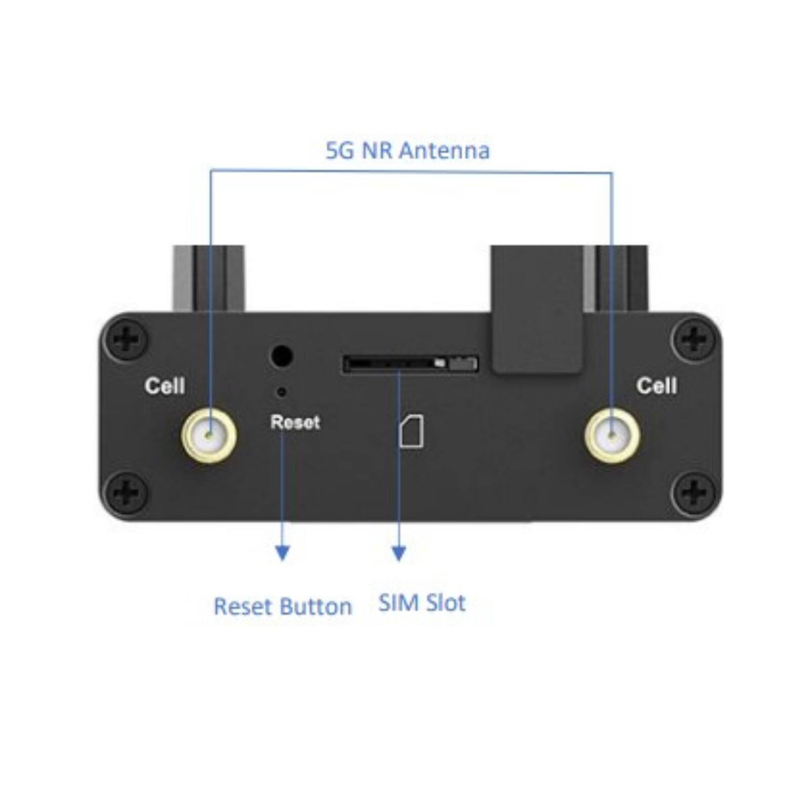 5G NR Antenna

Cell Reset

Cell Reset

Reset Button

SIM Slot