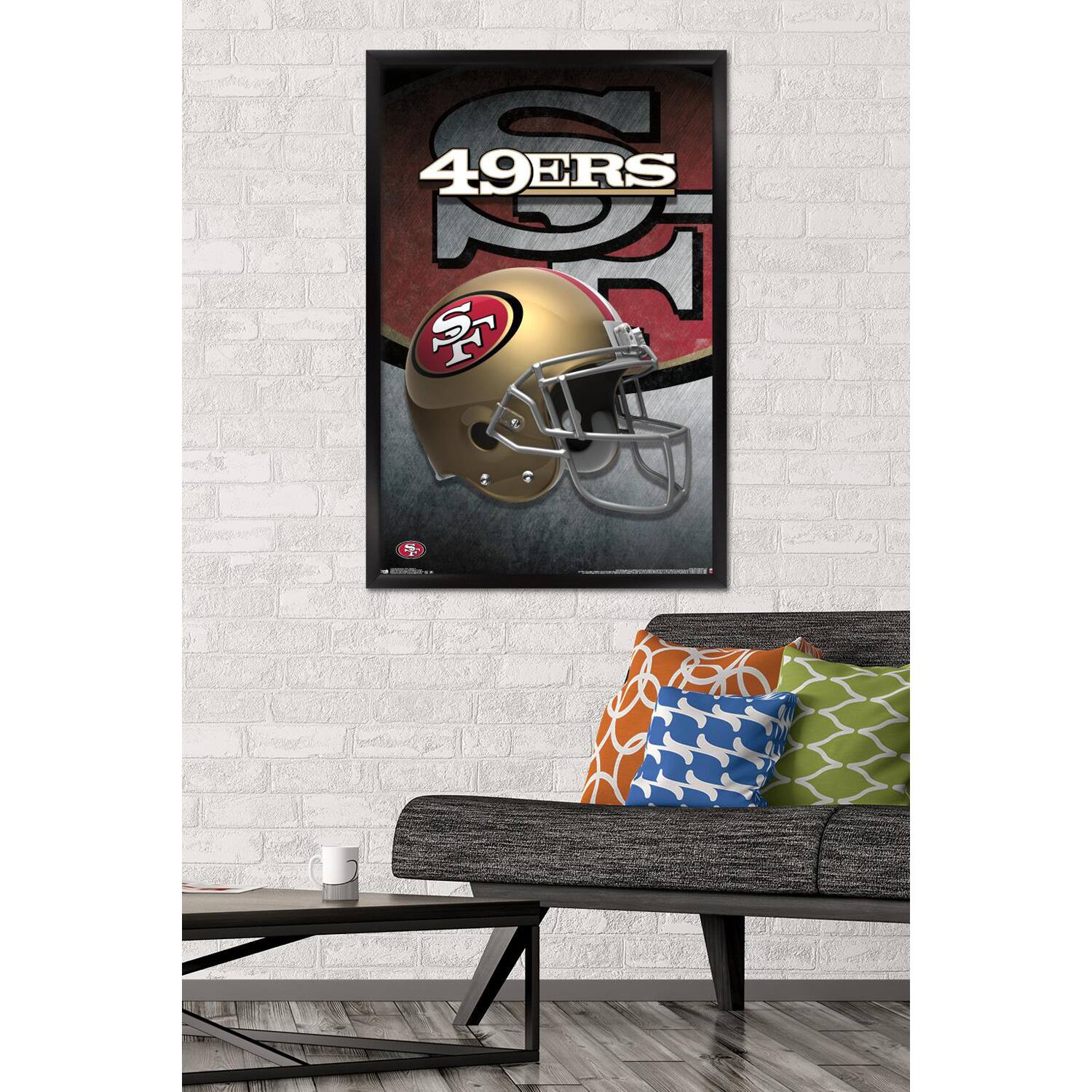 Alt View 1. Trends International - San Francisco 49ers 24.25'' x 35.75'' Framed Team Helmet Poster - Multicolor.