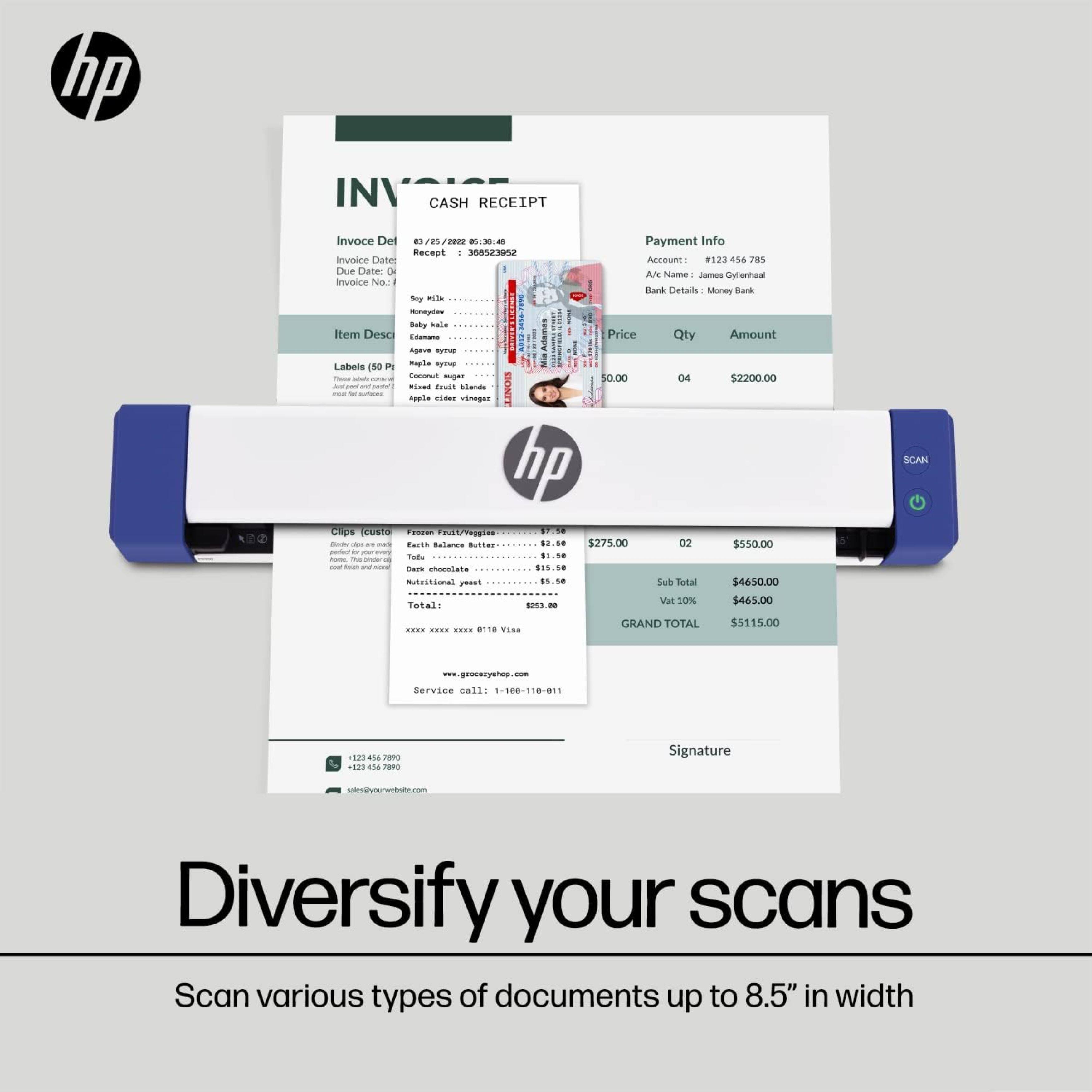 Diversify your scans with HP. Scan various types of documents up to 8.5" in width.