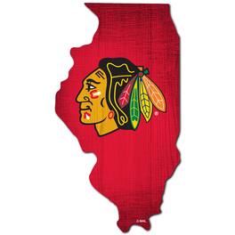 Fan Creations - Chicago Blackhawks 12" Logo State Sign - Multicolor