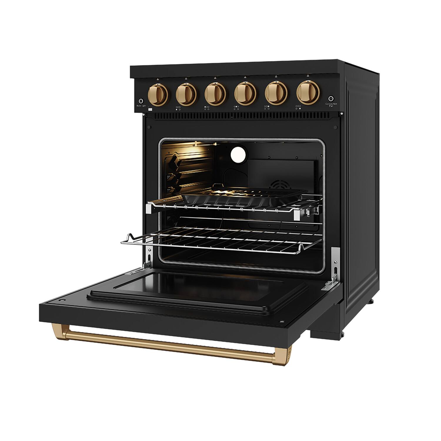 Alt View 2. Thor Kitchen - Gordon Ramsay Series by Thor Kitchen 4.55 Cu. Ft Freestanding Electric Range with Bronze Hardware - Matte Black.