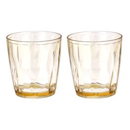Unique Bargains - 2pcs Plastic Drinking Glasses, 7.1oz Unbreakable Reusable Stackable Water Tumblers for Home Office - Amber