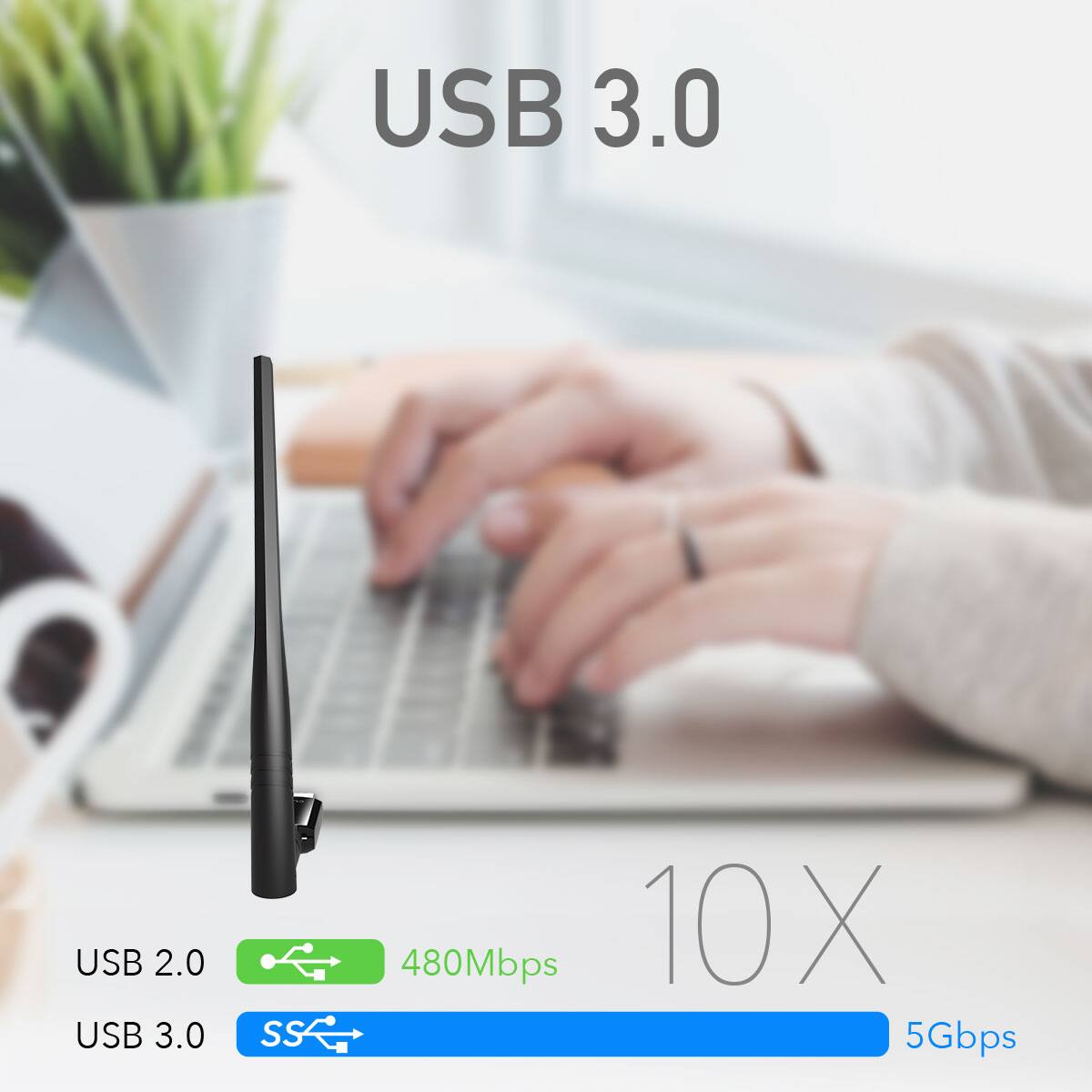 USB 3.0 USB 2.0 USB 3.0 SS 480Mbps 10X 5Gbps