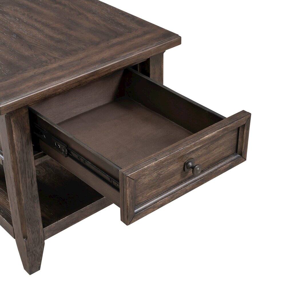 Alt View 4. Liberty Furniture Industries - Rectangular End Table Traditional - Storage Drawer - Saddle Brown Oak Wood - Saddle Brown.