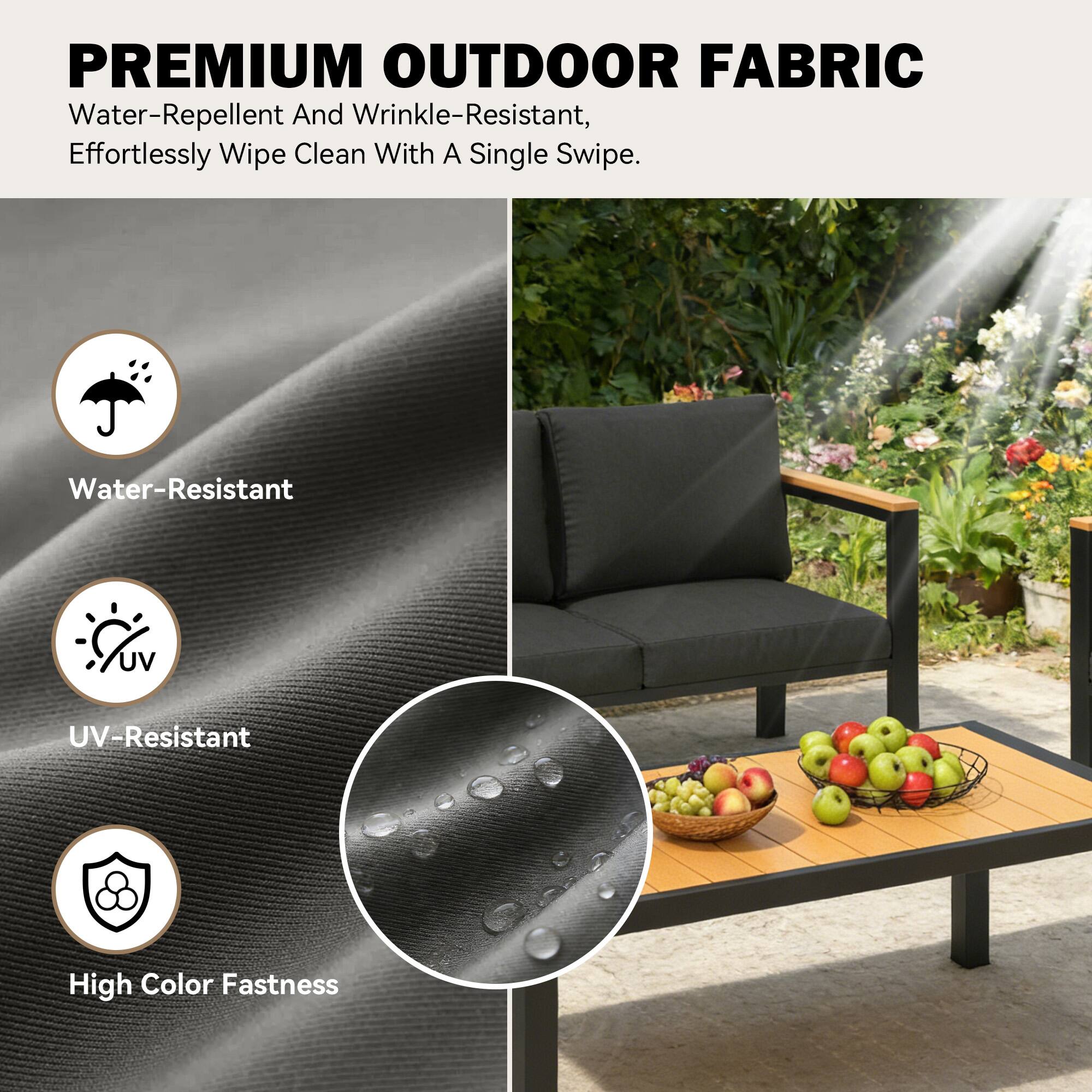 PREMIUM OUTDOOR FABRIC  
Water-Repellent And Wrinkle-Resistant, Effortlessly Wipe Clean With A Single Swipe.  

- Water-Resistant  
- UV-Resistant  
- High Color Fastness