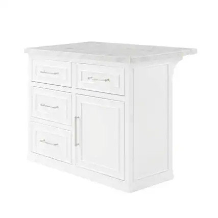Front. Crosley Furniture - Cutler Faux Marble Top Kitchen Island W/X-Back Stools, Kitchen Island & 2 Stools - White.