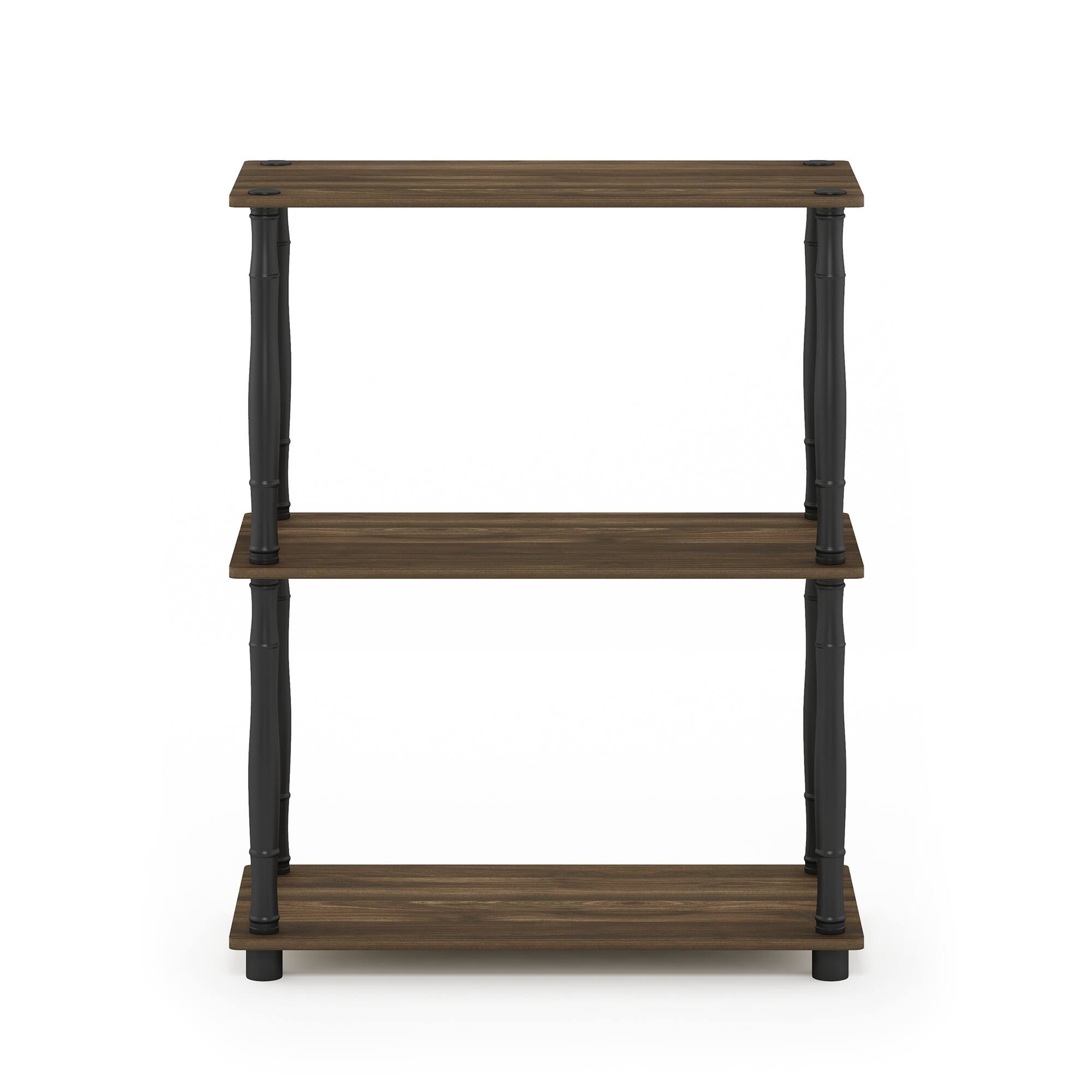 Alt View 2. Furinno - Turn-N-Tube 3-Tier Compact Multipurpose Shelf Display Rack with Classic Tube, Columbia Walnut/Black - Columbia Walnut/Black.