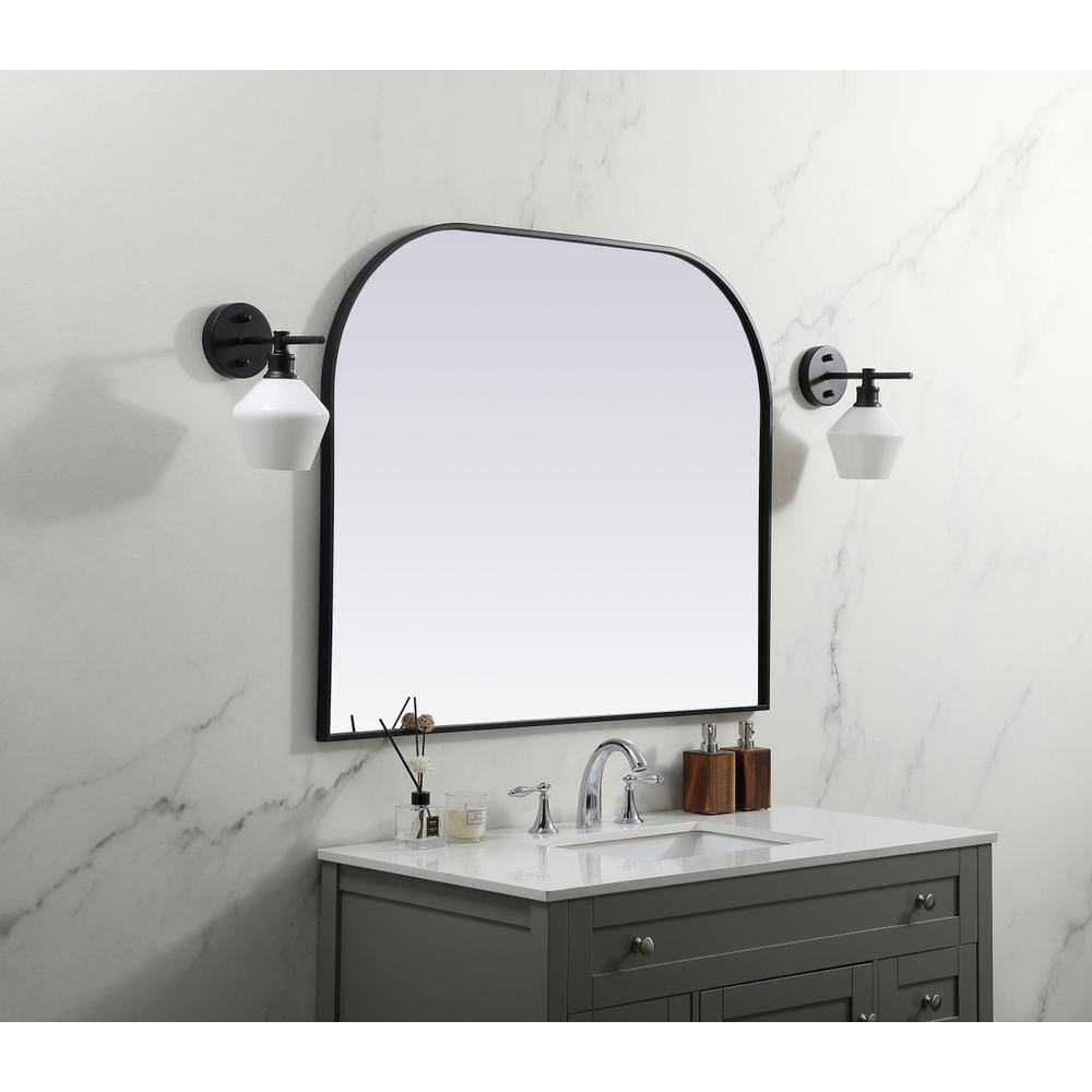 Alt View 4. Elegant Decor - Metal Frame Arch Mirror 42x34 Inch in Black - Black.