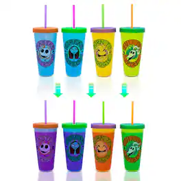 Disney - The Nightmare Before Christmas Color-Changing Plastic Tumblers | Set of 4 - Purple