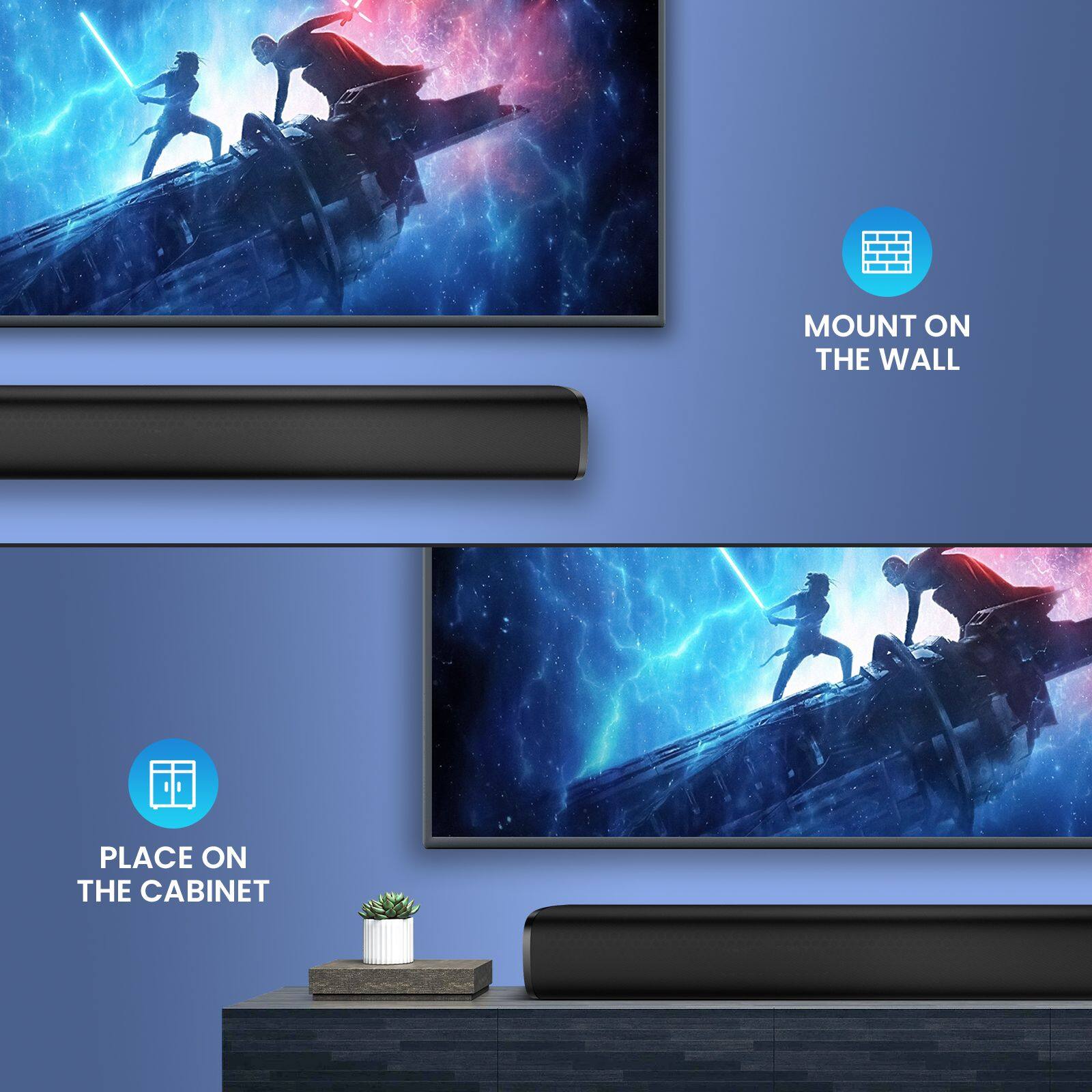 MOUNT ON THE WALL  
PLACE ON THE CABINET