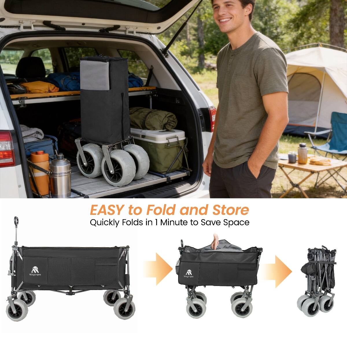 EASY to Fold and Store  
Quickly Folds in 1 Minute to Save Space