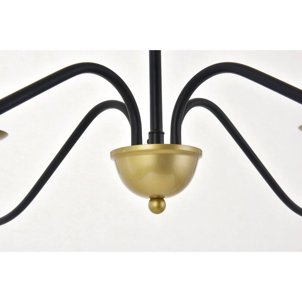 Left. Living District - Rohan 4 Light Matte Black And Brass Pendant - Matte Black And Brass.