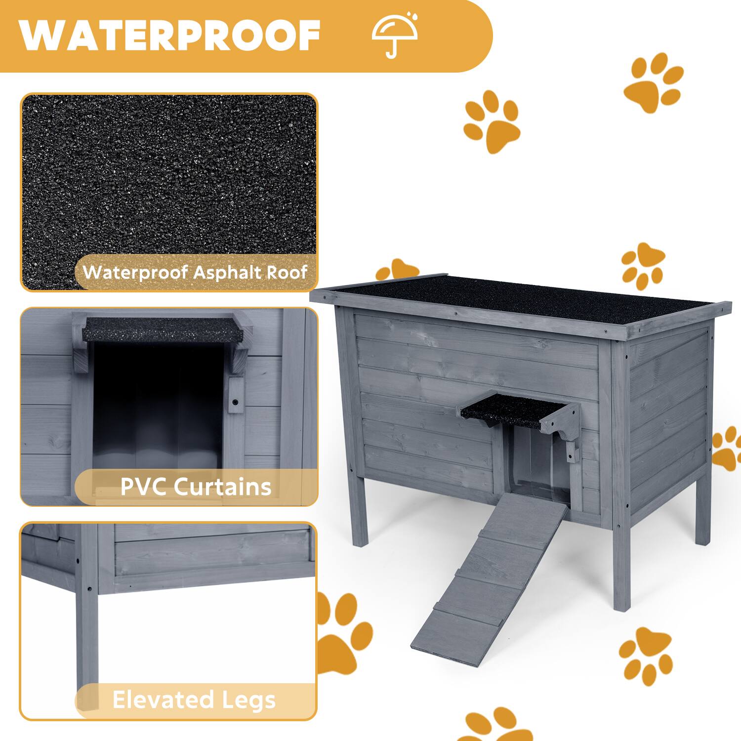 WATERPROOF

- Waterproof Asphalt Roof
- PVC Curtains
- Elevated Legs