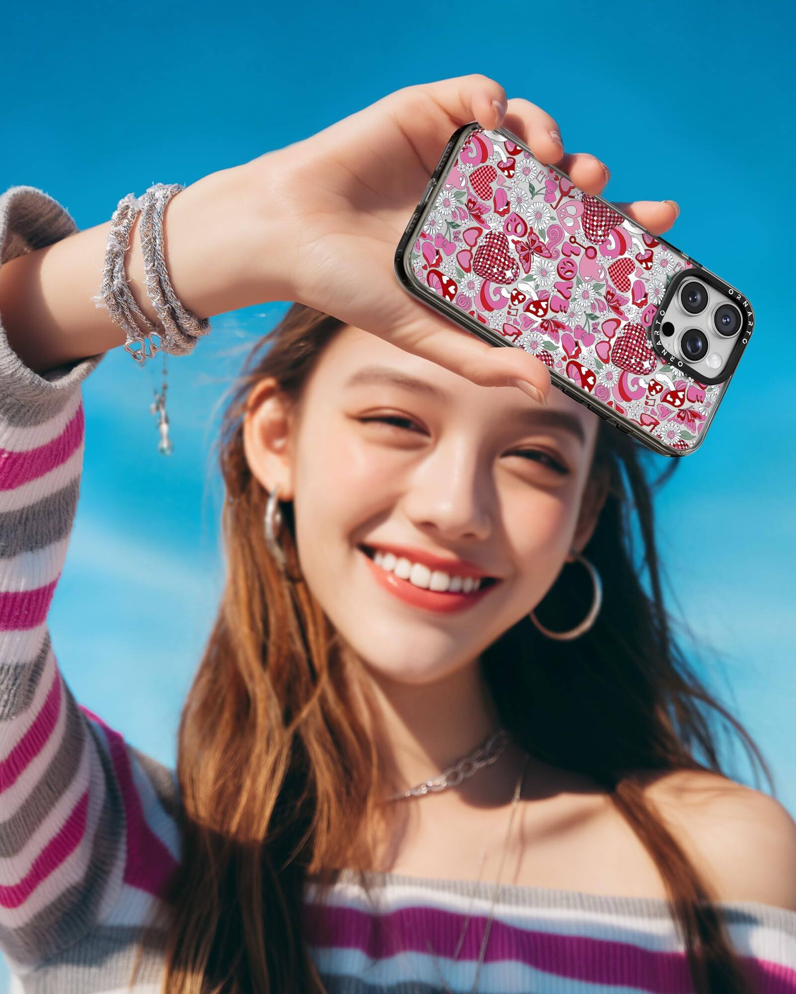 Alt View 5. Ornarto - ORNARTO Vistique for iPhone 16 Pro Case 6.3",Compatible with MagSafe,Clear Glossy Pattern Phone Case-Hippie Bloom - Hippie Bloom.