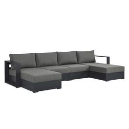 Modway - Tahoe 4-Piece Outdoor Powder-Coated Aluminum Sectional Sofa Set - Gray Charcoal