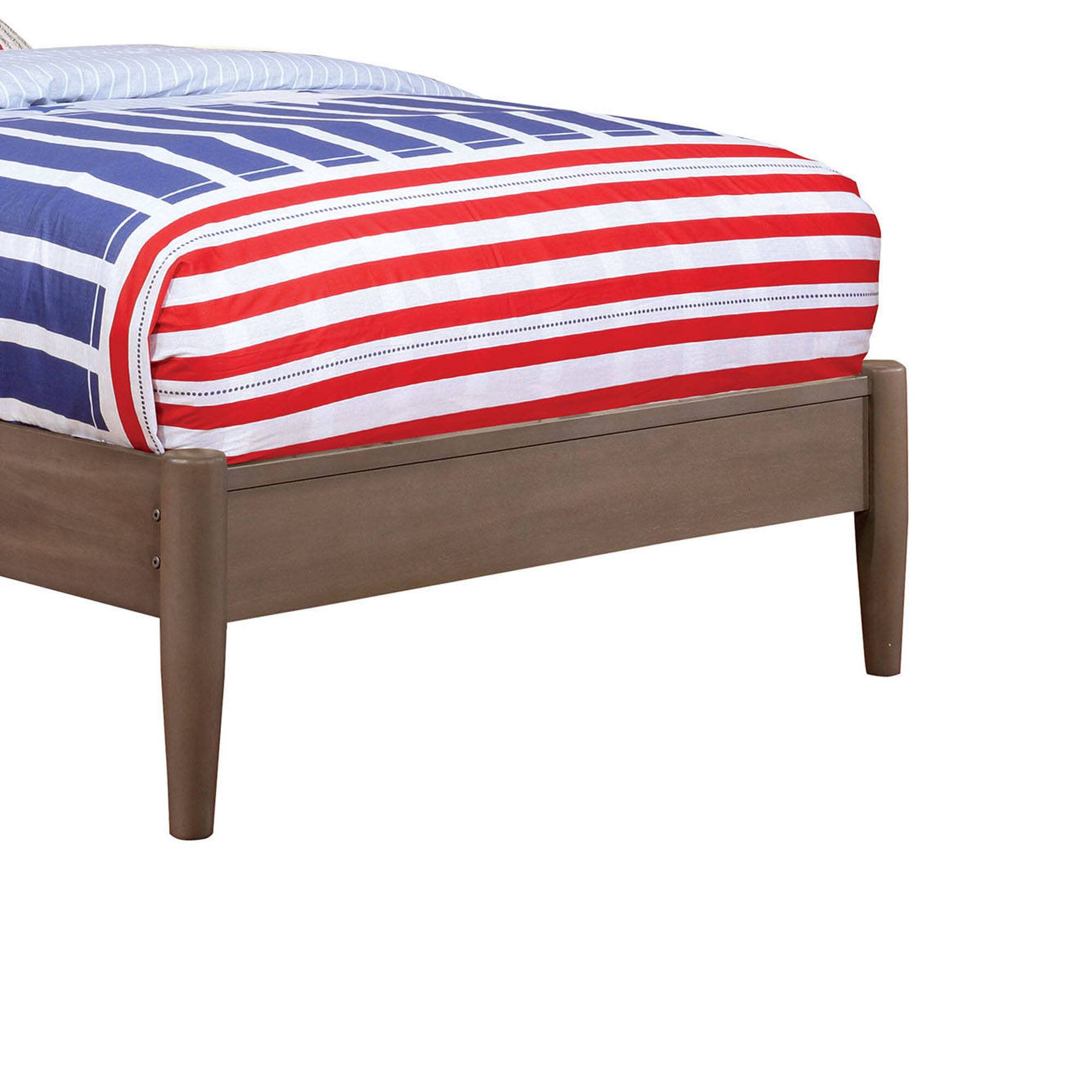 Alt View 1. Manhattan Lane - Wooden Transitional Twin Bed With Round Tapered Legs, Gray - Gray.