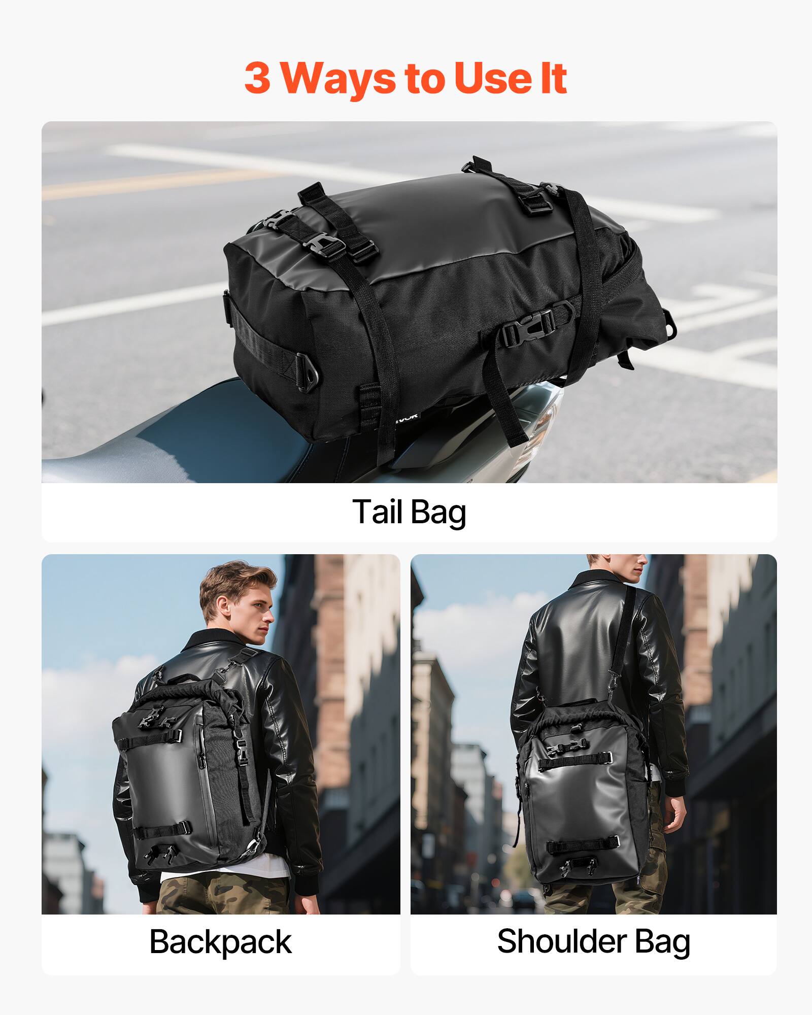 3 Ways to Use It

Tail Bag

Backpack

Shoulder Bag