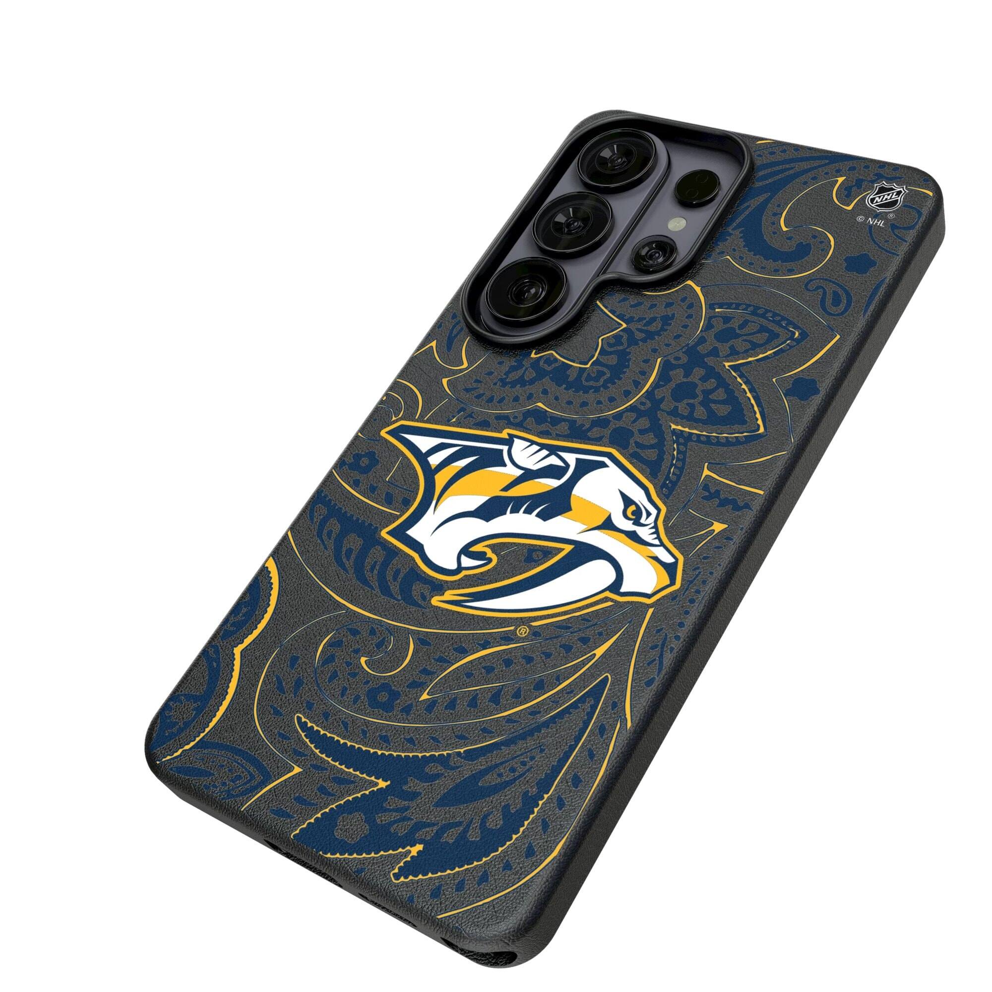 Alt View 1. Keyscaper - Nashville Predators Paisley Galaxy Magnetic Bump Case - S25 Ultra - Black.