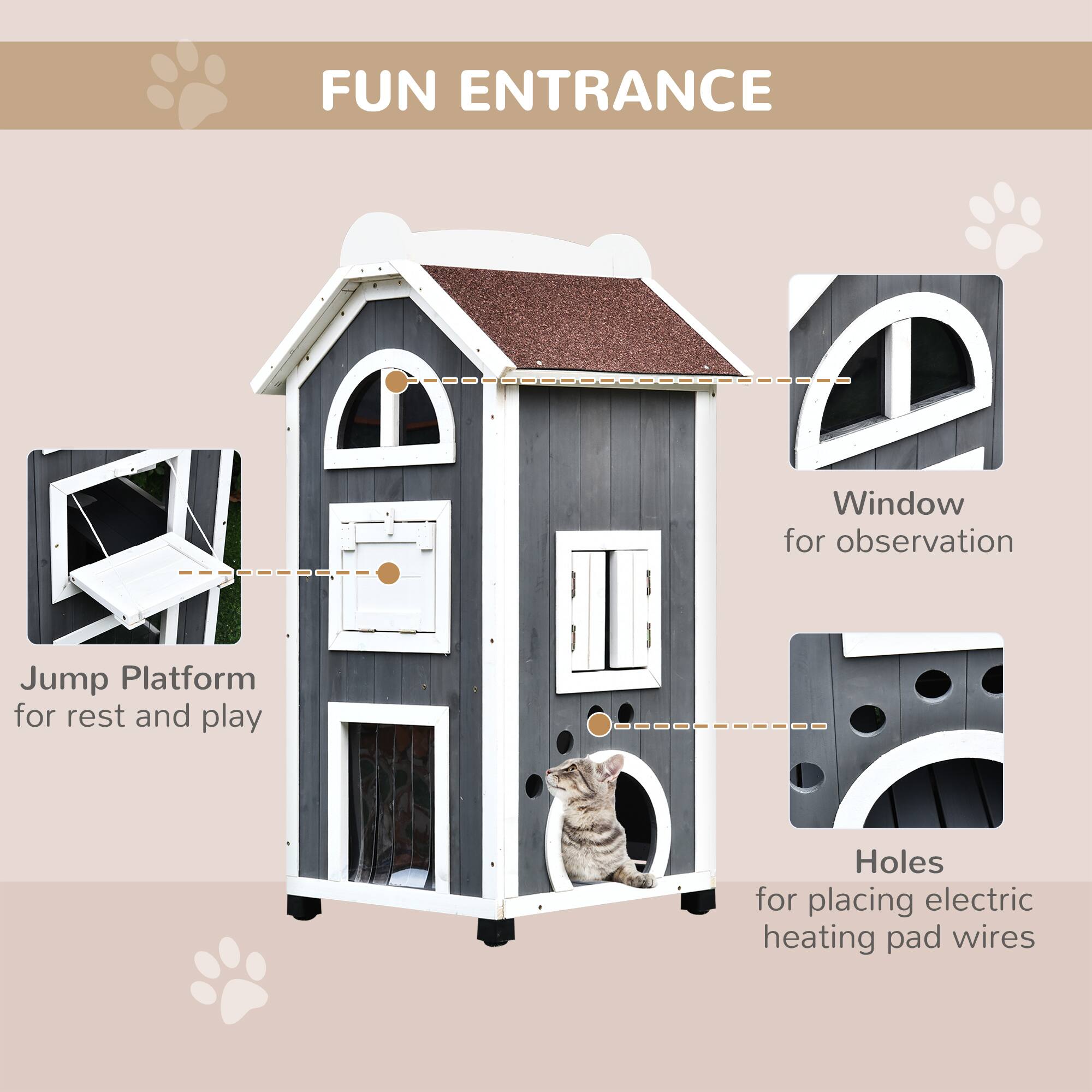 FUN ENTRANCE

- Window for observation
- Jump Platform for rest and play
- Holes for placing electric heating pad wires