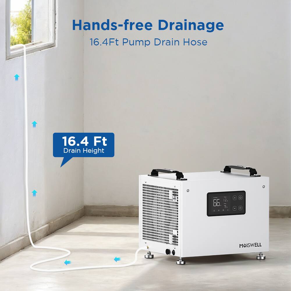 Hands-free Drainage  
16.4 Ft Pump Drain Hose  
16.4 Ft Drain Height  
MOISWELL