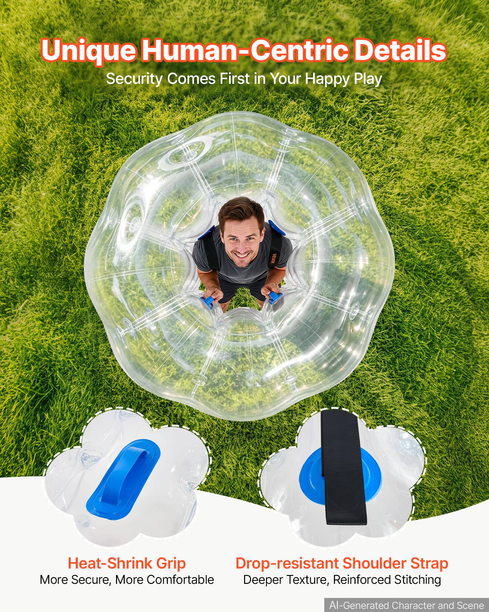 Unique Human-Centric Details  
Security Comes First in Your Happy Play

VEVOR

Heat-Shrink Grip  
More Secure, More Comfortable

Drop-resistant Shoulder Strap  
Deeper Texture, Reinforced Stitching

AI-Generated Character and Scene
