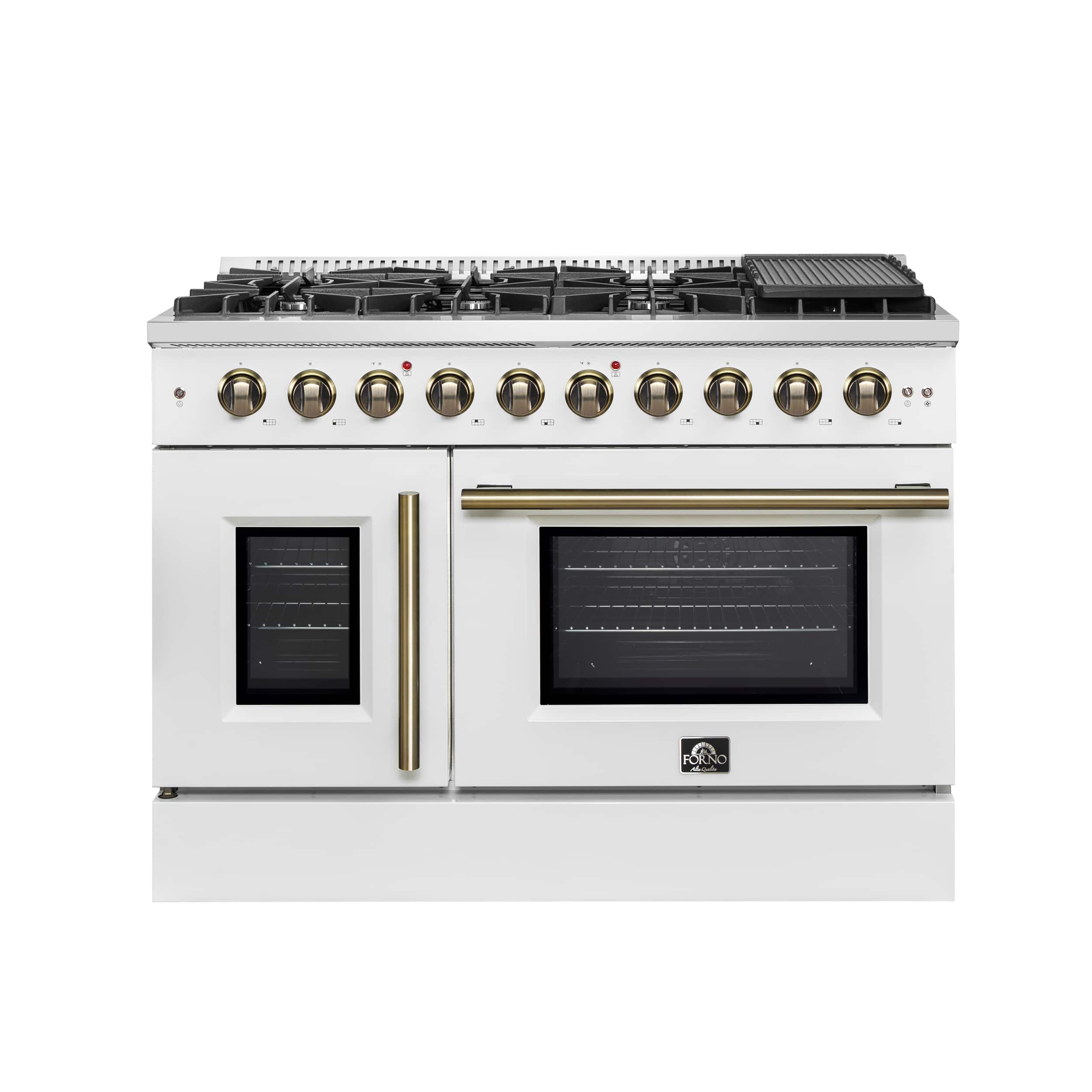 Forno Appliances - Galiano 5.36 Cu. Ft. Freestanding Double Oven Gas Convection Range with Left-Swing Door - White - Front_Zoom