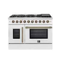 Forno Appliances - Galiano 5.36 Cu. Ft. Freestanding Double Oven Gas Convection Range with Left-Swing Door - White - Front_Zoom