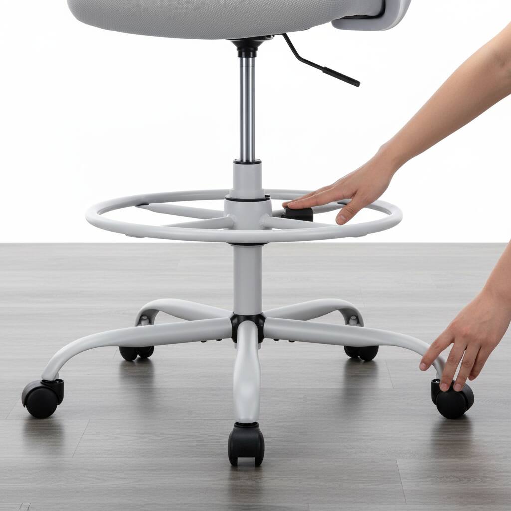 Alt View 4. AOITUN - Tall Drafting Chair for Long Work, Adjustable Height with Foot Ring, Black Mesh Seat with Arms, 400 lb Capacity - Gray.